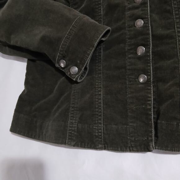 Chico's 1(US 8/10) Olive Green Stretch Corduroy Button-Up Jacket Cotton/Spandex - Picture 5 of 16